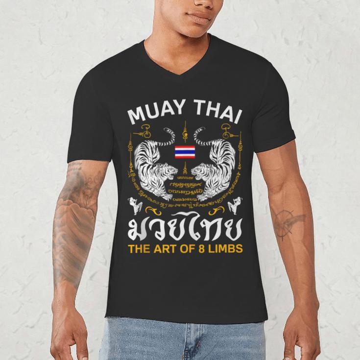 The Art Of 8 Limbs Sak Yant Tiger Muay Thai Men's V-Neck T-Shirt The Art Of 8 Limbs Sak Yant Tiger Muay Thai Men's V-Neck T-Shirt