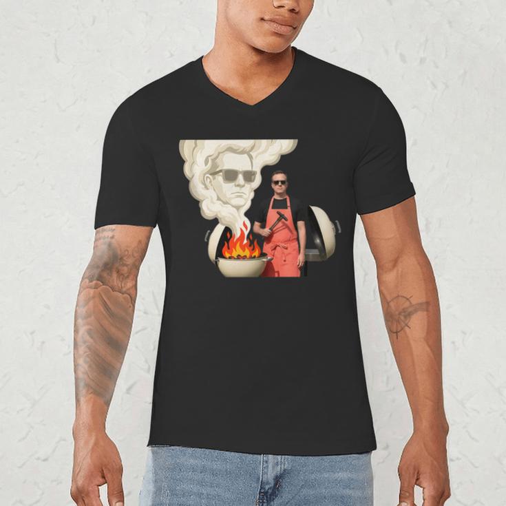 BBQ Dad Grilling Humor Men Backyard Men's V-Neck T-Shirt BBQ Dad Grilling Humor Men Backyard Men's V-Neck T-Shirt
