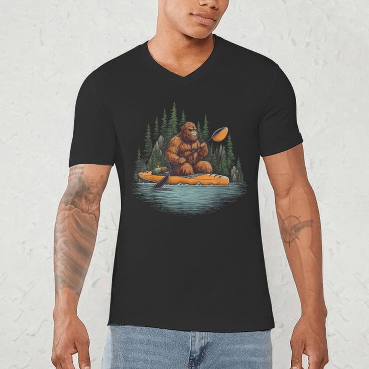 Bigfoot Kayak Paddling Lake Canoe Bigfoot Sasquatch Kayaking Men's V-Neck T-Shirt Bigfoot Kayak Paddling Lake Canoe Bigfoot Sasquatch Kayaking Men's V-Neck T-Shirt