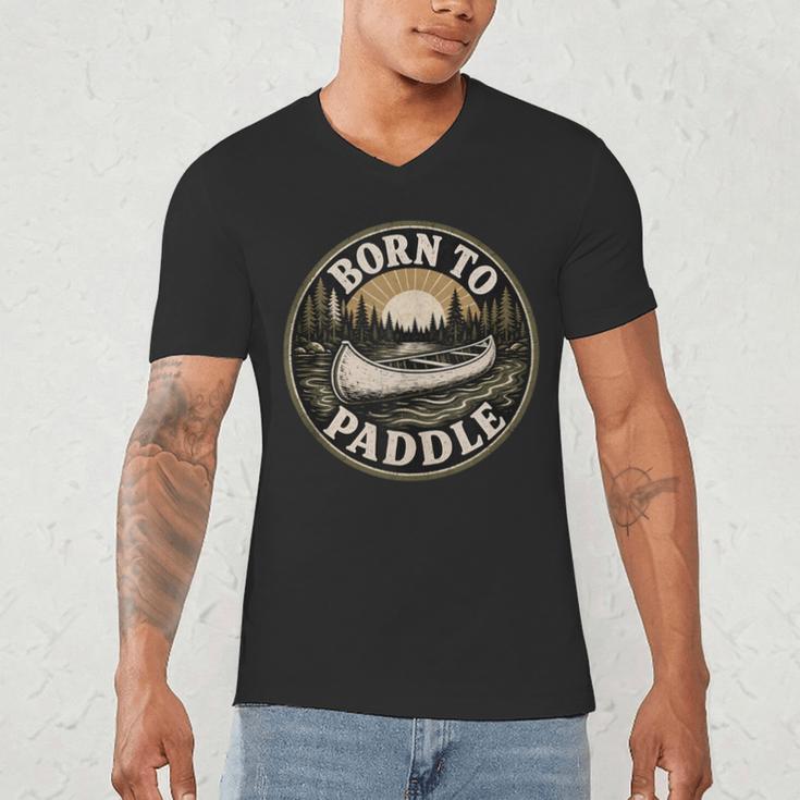 Born To Paddle Canoe Vintage Outdoor Adventure Men's V-Neck T-Shirt