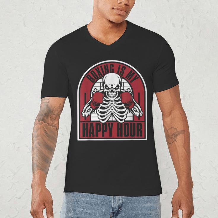 Boxing Is My Happy Hour Muay Thai Kickboxer Fan Boxing Men's V-Neck T-Shirt