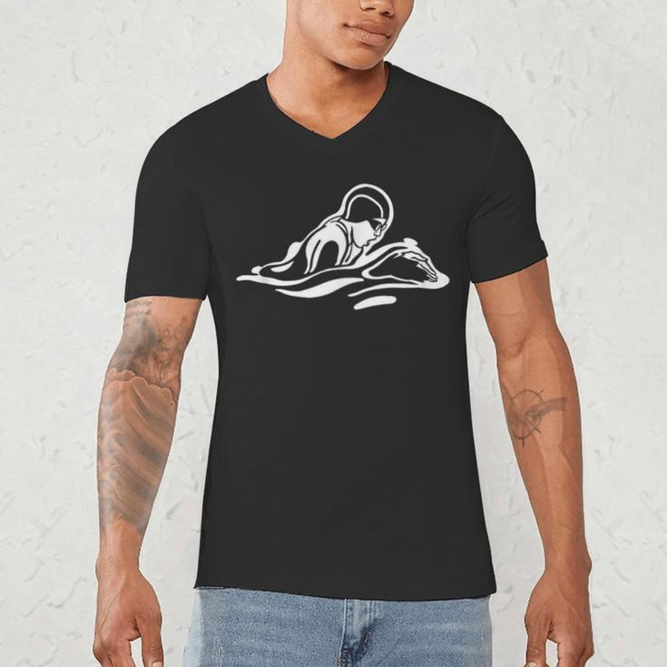 Breaststroke Swimming Stylized Design For Swimmers Men's V-Neck T-Shirt Breaststroke Swimming Stylized Design For Swimmers Men's V-Neck T-Shirt