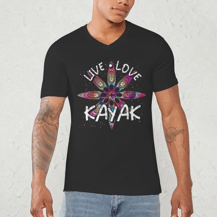 Canoe Boat Paddling Sport Kayaker Live Love Kayak Kayaking Men's V-Neck T-Shirt