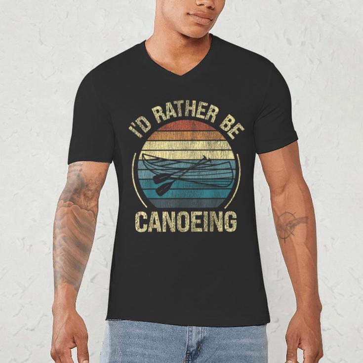 Canoe Canoeing Retro Vintage I'D Rather Be Canoeing Men's V-Neck T-Shirt