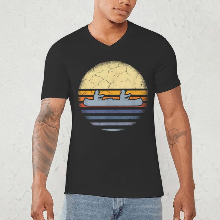 Canoe Canoeing Vintage Sunset Men's V-Neck T-Shirt
