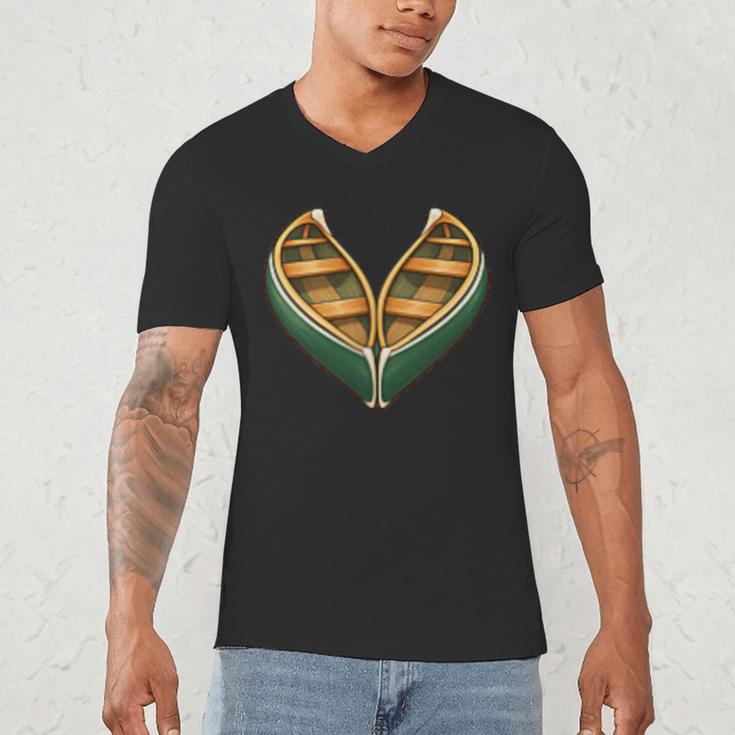 Canoe Heart Cute Minimalist Paddling Adventure Men's V-Neck T-Shirt