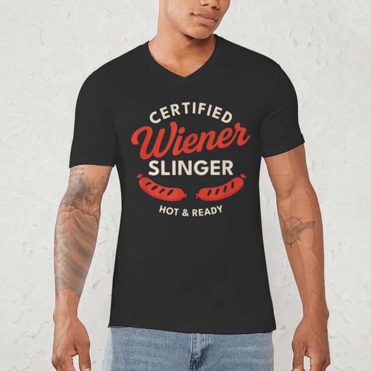 Certified Wiener Slinger BBQ Dad 4th Of July Men's V-Neck T-Shirt