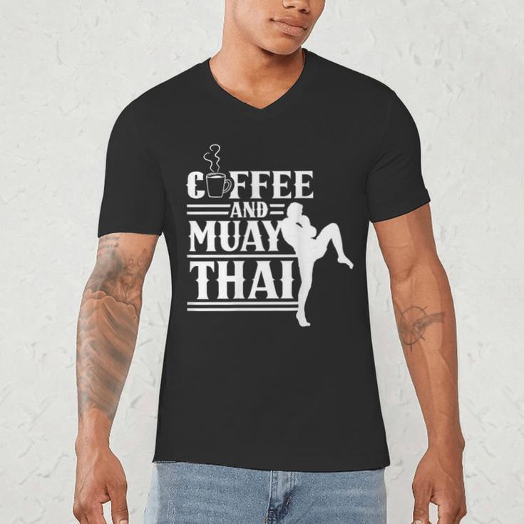 Coffee And Muay Thai Martial Arts Boxing Hobby Fighter Men's V-Neck T-Shirt