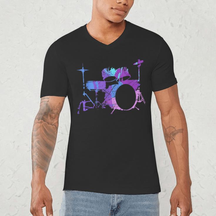 Cool Drum Kit Percussion Vintage Retro Drummer Costume Men's V-Neck T-Shirt Cool Drum Kit Percussion Vintage Retro Drummer Costume Men's V-Neck T-Shirt