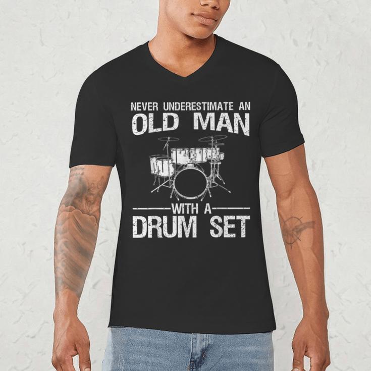 Cool Drummer Art Men Dad Drum Set Player Drum Kit Musician Men's V-Neck T-Shirt