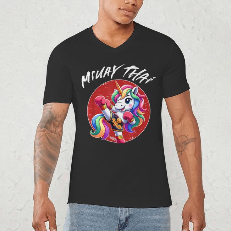 Cute Thai Boxing And Muay Thai Unicorn Men's V-Neck T-Shirt Cute Thai Boxing And Muay Thai Unicorn Men's V-Neck T-Shirt