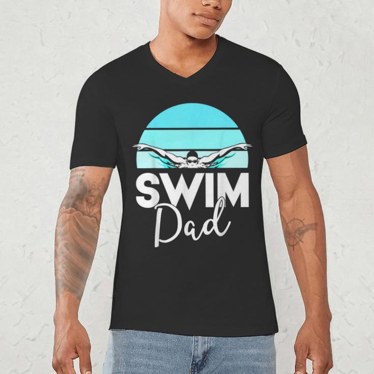 Dad Father School Swimming Meet Swimmer Swimmer Men's V-Neck T-Shirt Dad Father School Swimming Meet Swimmer Swimmer Men's V-Neck T-Shirt