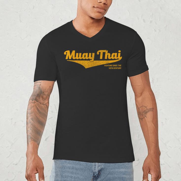 Distressed Muay Thai Kickboxing MMA BJJ Thailand T-Shirt Men's V-Neck T-Shirt Distressed Muay Thai Kickboxing MMA BJJ Thailand T-Shirt Men's V-Neck T-Shirt
