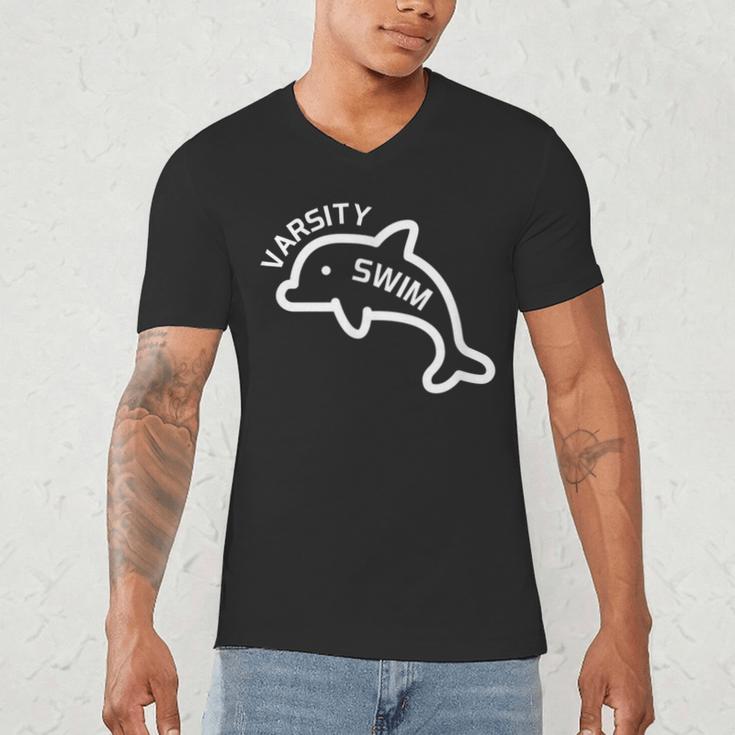 Dolphin Dolfin Varsity Swim Swim Team Swim Club Swimming Men's V-Neck T-Shirt