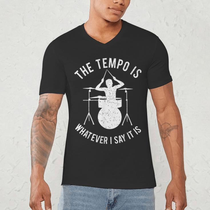 Drum Kit Graphic For a Drummer With Percussion Instruments Men's V-Neck T-Shirt