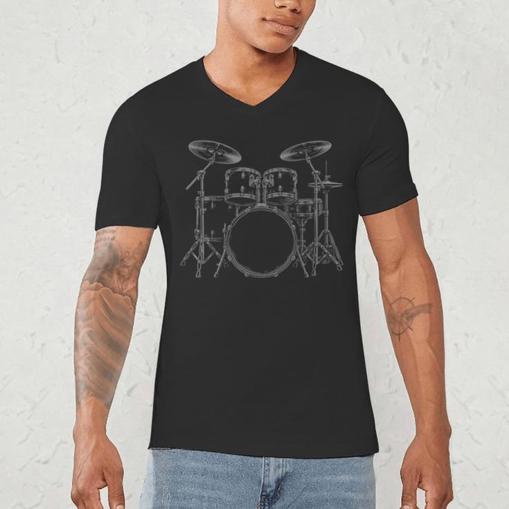 Drum Kit Rock Music Percussion Men's V-Neck T-Shirt Drum Kit Rock Music Percussion Men's V-Neck T-Shirt