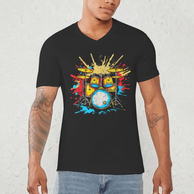 Drum Kit Steamwave Music Band Men's V-Neck T-Shirt Drum Kit Steamwave Music Band Men's V-Neck T-Shirt