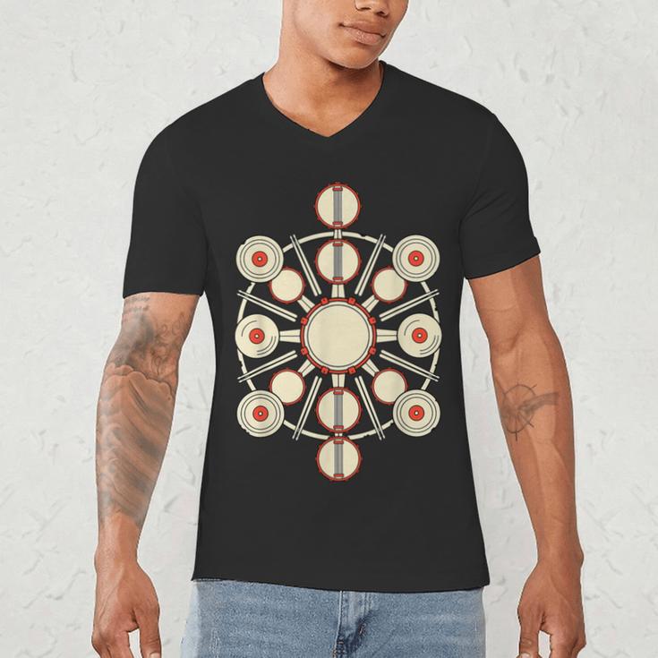 Drummer Drum Kit Mandala Percussionist Music Lover Men's V-Neck T-Shirt Drummer Drum Kit Mandala Percussionist Music Lover Men's V-Neck T-Shirt
