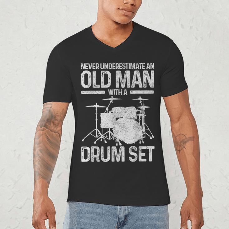 Drummer Drum Kit Vintage Drummer Men's V-Neck T-Shirt Drummer Drum Kit Vintage Drummer Men's V-Neck T-Shirt
