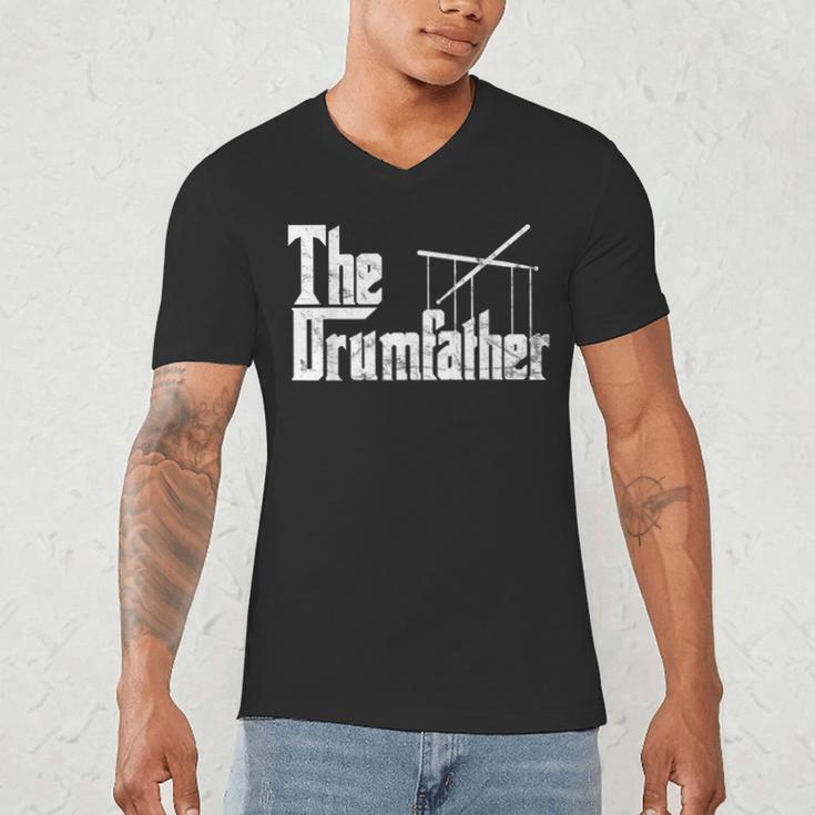 Drummer Humor The Drumfather Drum Kit Men's V-Neck T-Shirt Drummer Humor The Drumfather Drum Kit Men's V-Neck T-Shirt