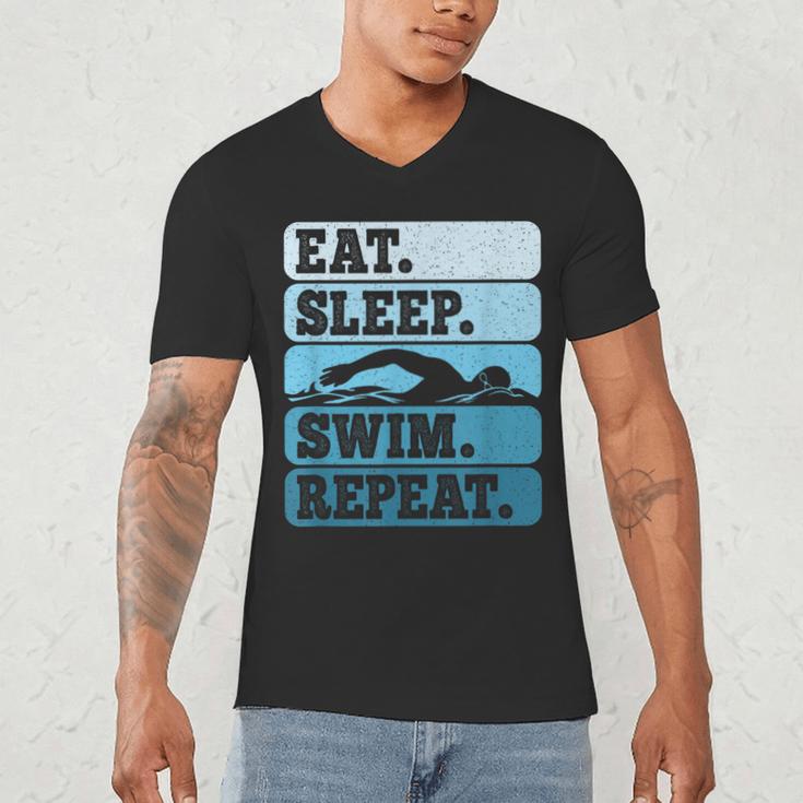 Eat Sleep Swim Vintage Swimming Lover Swimmer Men Women Men's V-Neck T-Shirt Eat Sleep Swim Vintage Swimming Lover Swimmer Men Women Men's V-Neck T-Shirt