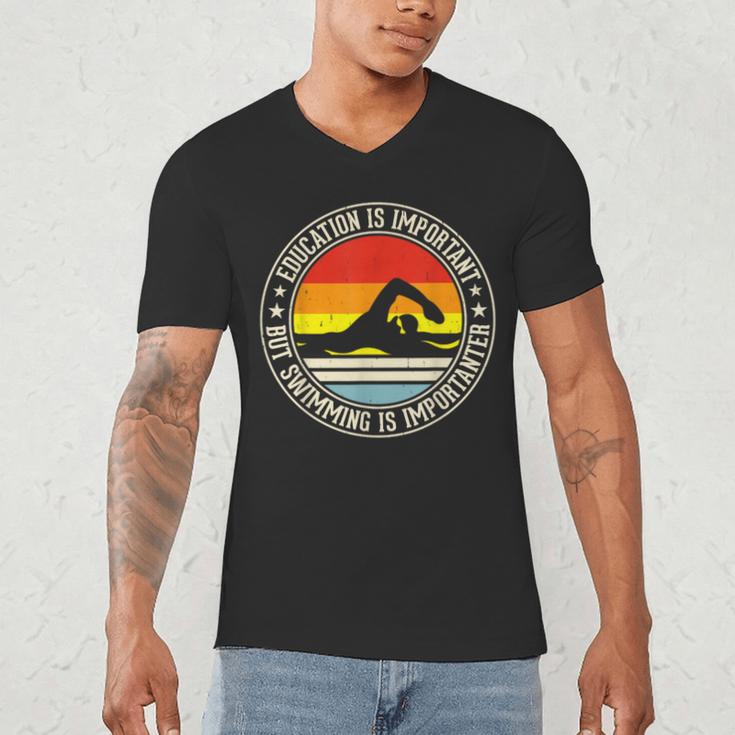 Education Is Important But Swimming Is Importanter Men's V-Neck T-Shirt