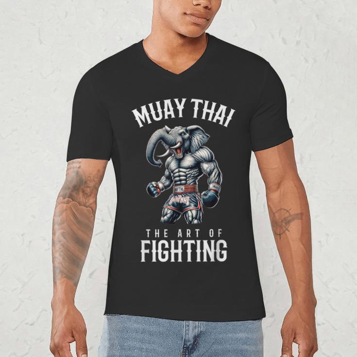 Elephant Muay Thai Kickboxing And Elephant Thai Boxing Men's V-Neck T-Shirt Elephant Muay Thai Kickboxing And Elephant Thai Boxing Men's V-Neck T-Shirt