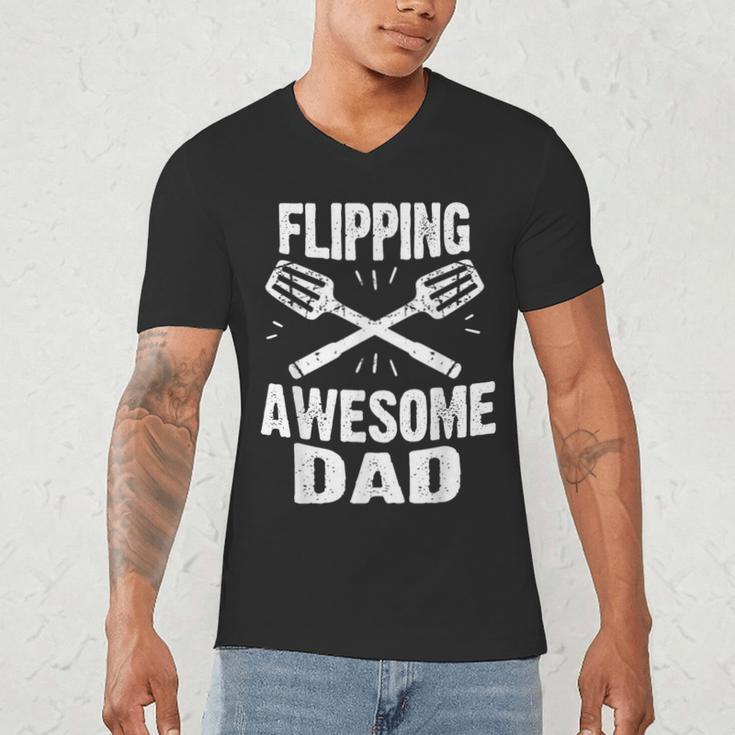 Flipping Awesome BBQ Dad Shirt Grilling Father's Day Men's V-Neck T-Shirt