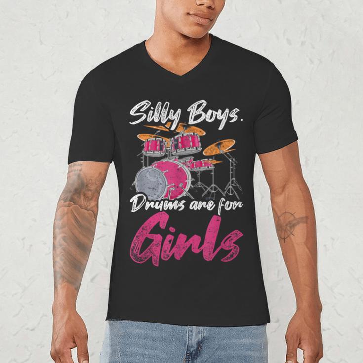 Girls Boys Kids Drummer Drum Kit Men's V-Neck T-Shirt Girls Boys Kids Drummer Drum Kit Men's V-Neck T-Shirt