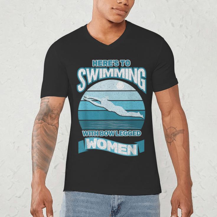 Here's To Swimming With Bow Legged Women Distressed Look Men's V-Neck T-Shirt Here's To Swimming With Bow Legged Women Distressed Look Men's V-Neck T-Shirt