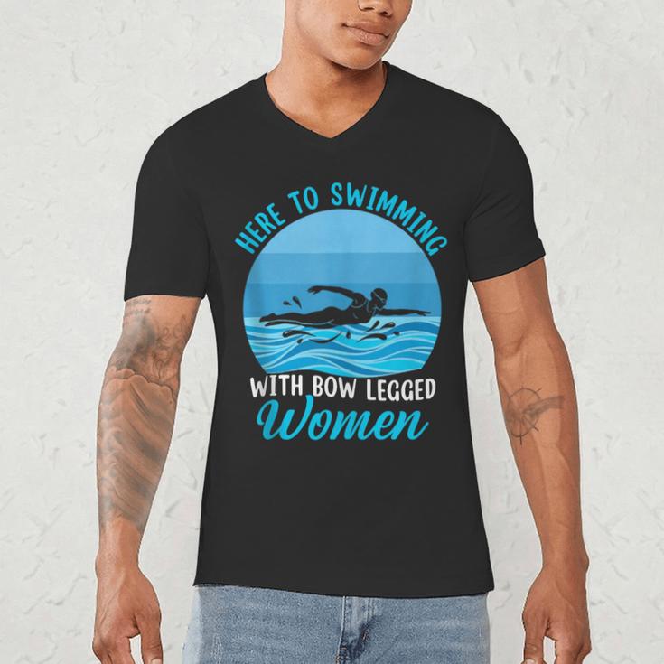 Here's To Swimming With Bow Legged Women Swimming Men's V-Neck T-Shirt Here's To Swimming With Bow Legged Women Swimming Men's V-Neck T-Shirt