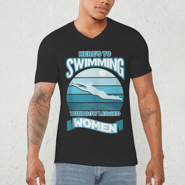 Here's To Swimming With Bow Legged Women Vintage Style Men's V-Neck T-Shirt Here's To Swimming With Bow Legged Women Vintage Style Men's V-Neck T-Shirt