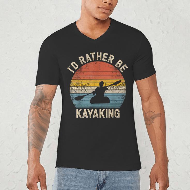 I'D Rather Be Kayaking Canoe Boating Vintage Kayak Men's V-Neck T-Shirt