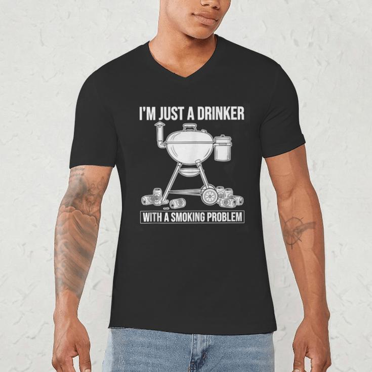 I'm Just A Drinker With A Smoking Problem BBQ Dads Grilling Men's V-Neck T-Shirt