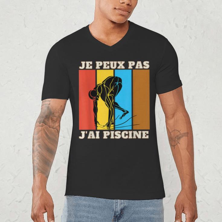 Je Peux Pas J'Ai Piscine Swimming Humour Retro Swimming Pool Men's V-Neck T-Shirt