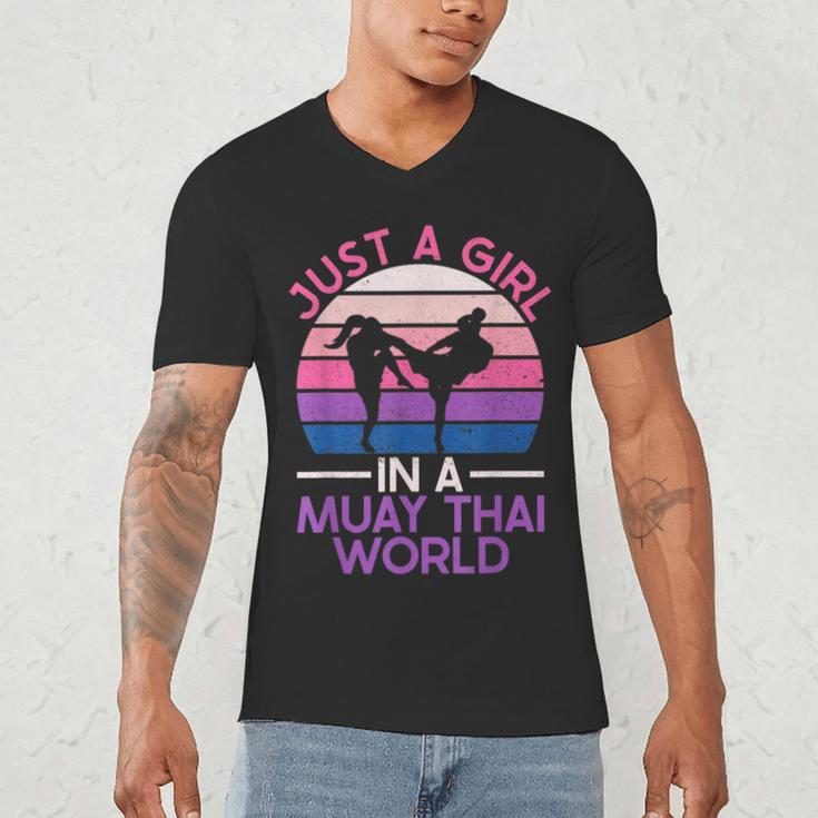 Just A Girl In A Muay Thai World Muay Thai Boxing Men's V-Neck T-Shirt Just A Girl In A Muay Thai World Muay Thai Boxing Men's V-Neck T-Shirt