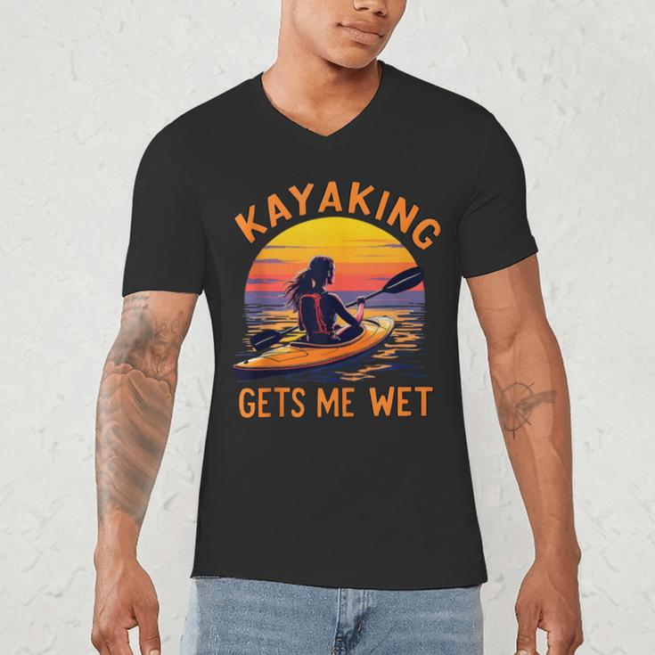 Kayaking Gets Me Wet Kayak Paddling Canoe Adult Joke Sleeveless Men's V-Neck T-Shirt