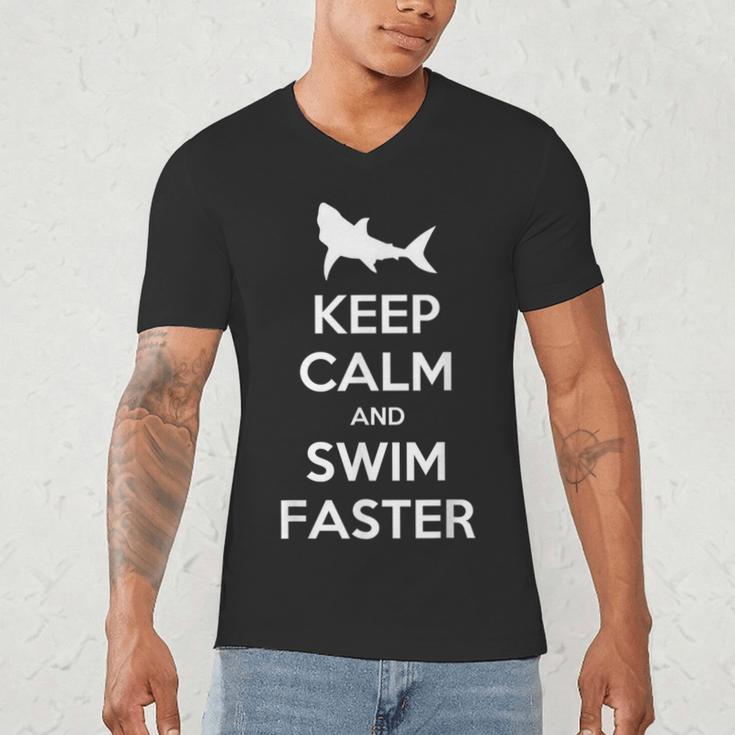 Keep Calm And Swim Faster Swimming T-Shirt Men's V-Neck T-Shirt Keep Calm And Swim Faster Swimming T-Shirt Men's V-Neck T-Shirt