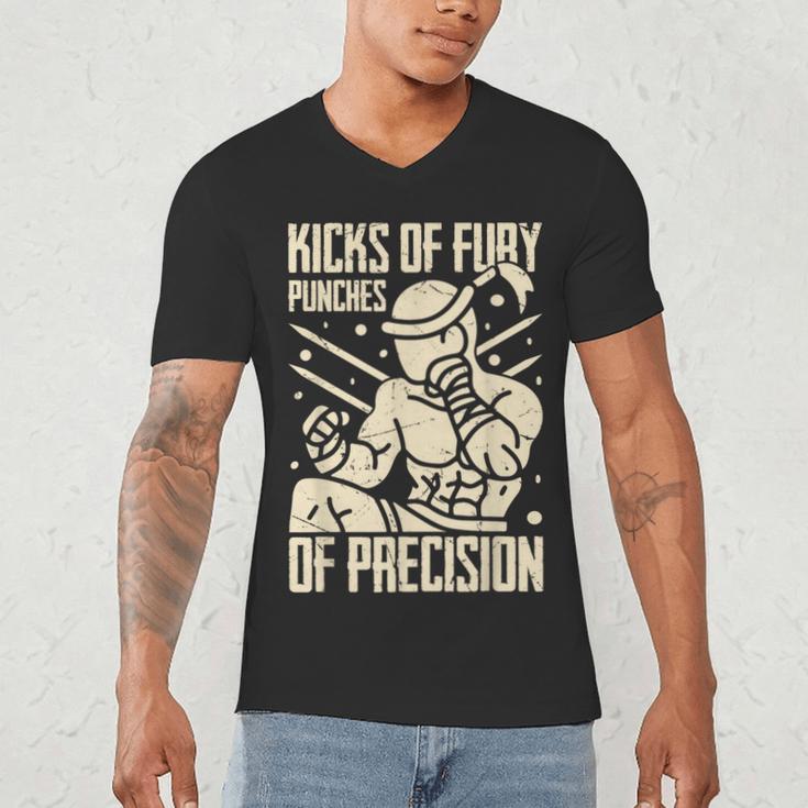 Kicks Of Fury Punches Of Precision Muay Thai Men's V-Neck T-Shirt Kicks Of Fury Punches Of Precision Muay Thai Men's V-Neck T-Shirt