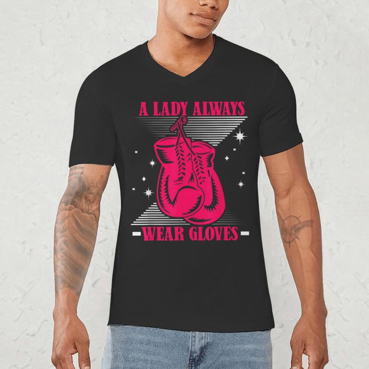 A Lady Always Wear Gloves Kickboxer Fan Muay Thai Boxing Men's V-Neck T-Shirt A Lady Always Wear Gloves Kickboxer Fan Muay Thai Boxing Men's V-Neck T-Shirt