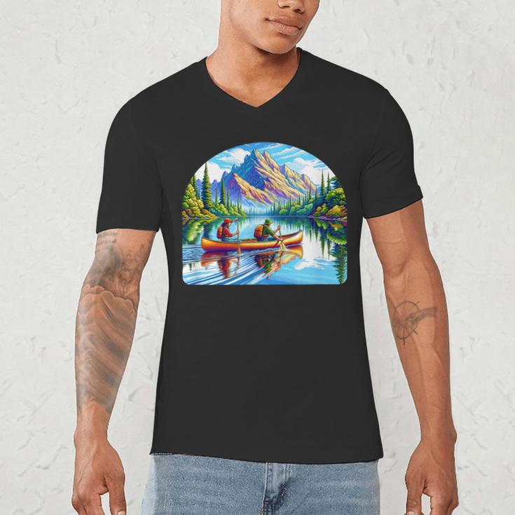 Lake Canoeing Canoe Men's V-Neck T-Shirt Lake Canoeing Canoe Men's V-Neck T-Shirt