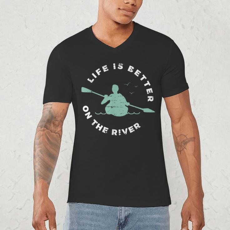 Life Is Better On The River Kayaking Canoe Boating Kayak Men's V-Neck T-Shirt