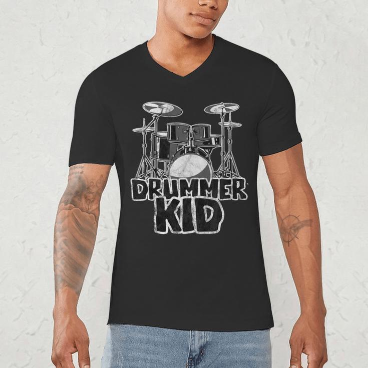 Little Drummer Awesome Drum Kit For Young Musicians Men's V-Neck T-Shirt Little Drummer Awesome Drum Kit For Young Musicians Men's V-Neck T-Shirt