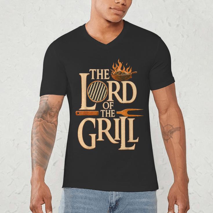 Lord Of The Grill BBQ Daddy Nerd Dad Men's V-Neck T-Shirt Lord Of The Grill BBQ Daddy Nerd Dad Men's V-Neck T-Shirt