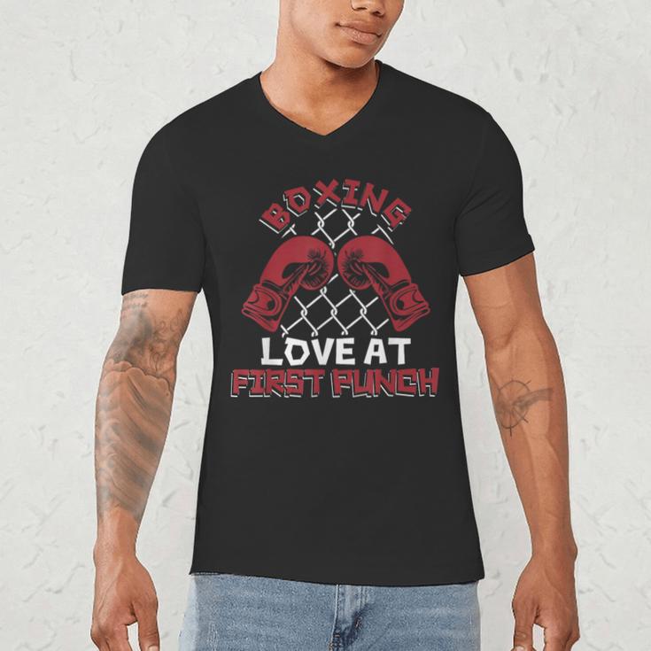 Love At First Punch Professional Boxer Muay Thai Boxing Men's V-Neck T-Shirt