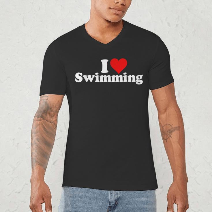 I LOVE HEART SWIMMING Men's V-Neck T-Shirt I LOVE HEART SWIMMING Men's V-Neck T-Shirt