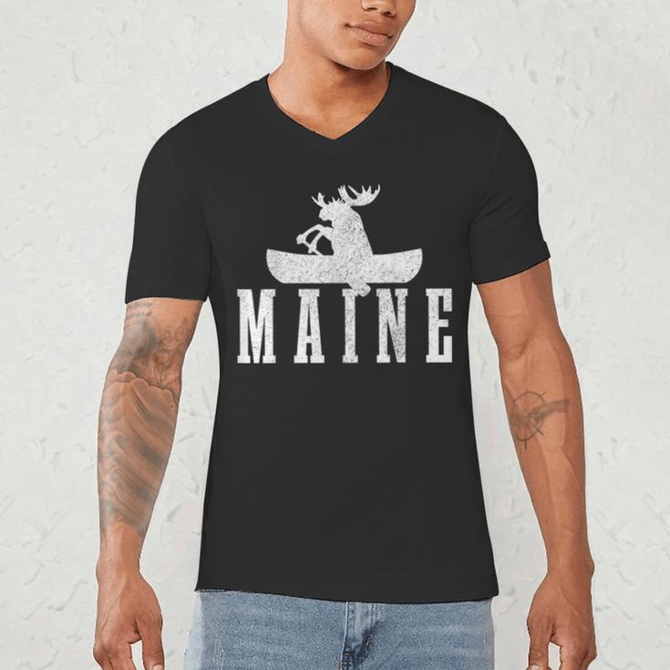Maine Canoe Kayak Moose USA America Souvenir Men's V-Neck T-Shirt
