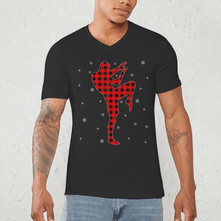 Matching Muay Thai Martial Arts Christmas Pajama Men's V-Neck T-Shirt Matching Muay Thai Martial Arts Christmas Pajama Men's V-Neck T-Shirt