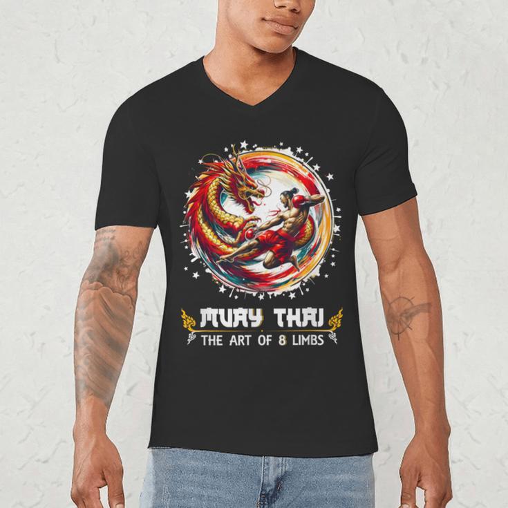 MMA Thai Boxing Art Of Eight Limbs Combat Muay Thai Men's V-Neck T-Shirt MMA Thai Boxing Art Of Eight Limbs Combat Muay Thai Men's V-Neck T-Shirt