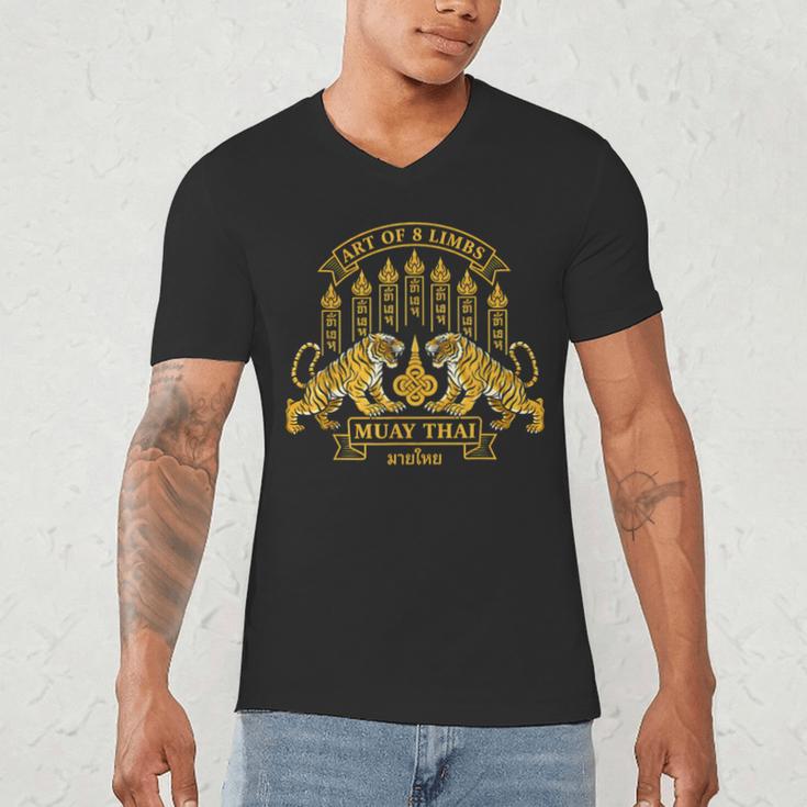 Muay Thai Art Of 8 Limbs Tiger Martial Arts Men's V-Neck T-Shirt Muay Thai Art Of 8 Limbs Tiger Martial Arts Men's V-Neck T-Shirt